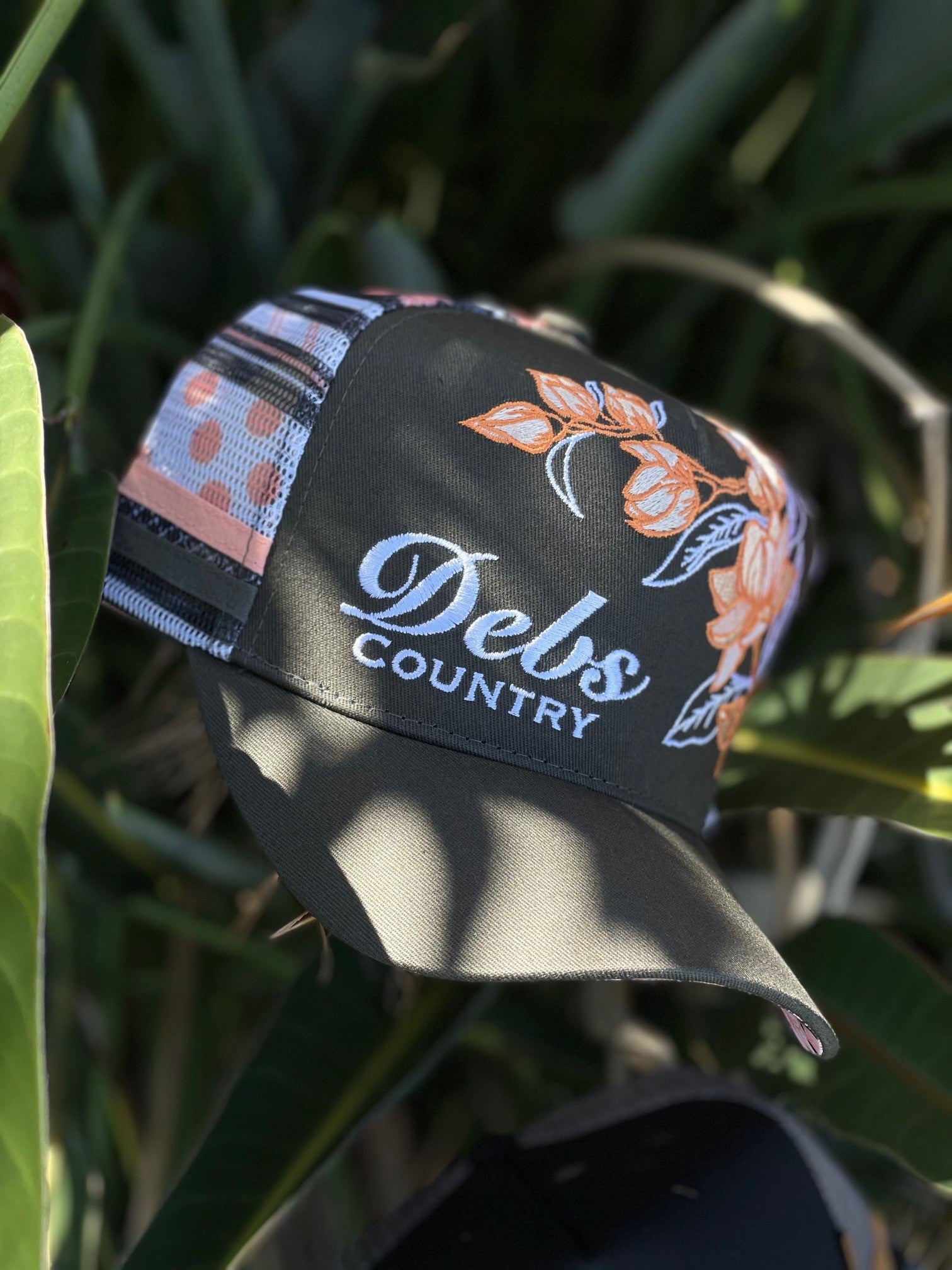Debs Country Outfitters Trucker Cap- Charcoal Emmylou Ponytail Cap (6645166112845)