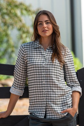 Womens Thomas Cook Harper LS Linen Blend Shirt - Sage (6894256881741)