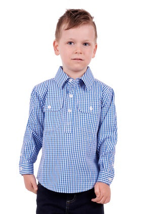 Kids Hard Slog 1/2 Button LS Shirt - Devin (6894476066893)