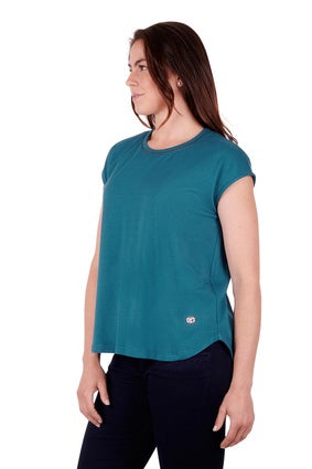 Womens Thomas Cook Laura Pleat Back Tee Tshirt - Teal (6894257012813)