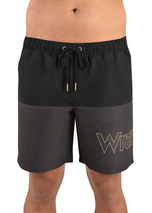 Mens Wrangler Macquarie Board Shorts - Black / Tan (6785443397709)