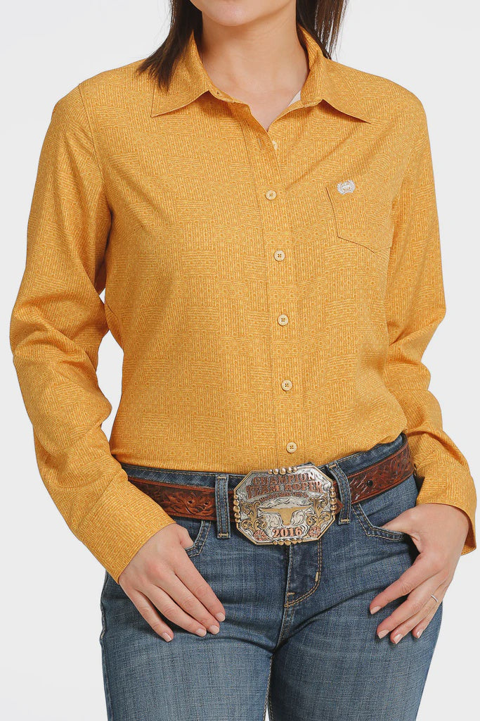 Womens Cinch Arenaflex Button Down Shirt - Gold (6894283784269)