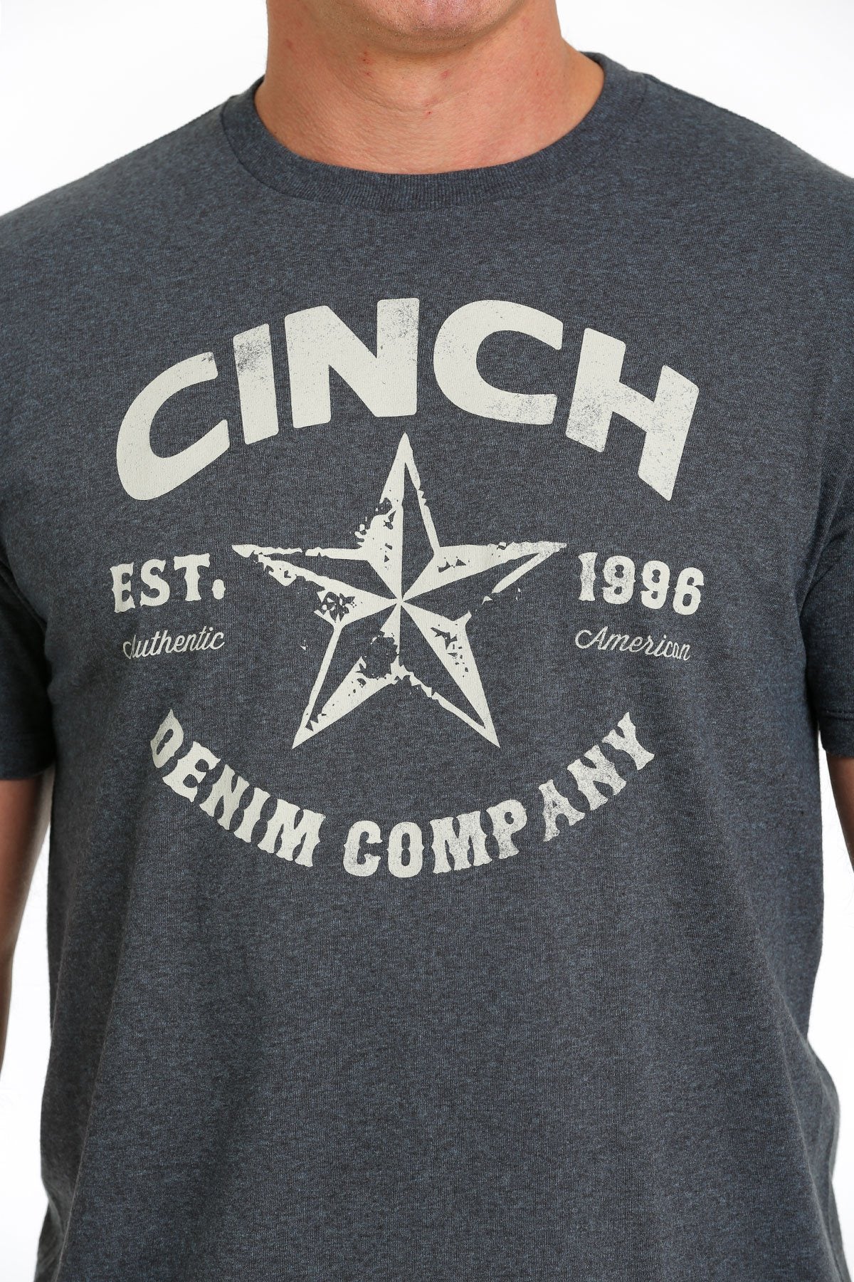 Mens Cinch Denim Company Tee Tshirt - Heather Navy (6865335058509)