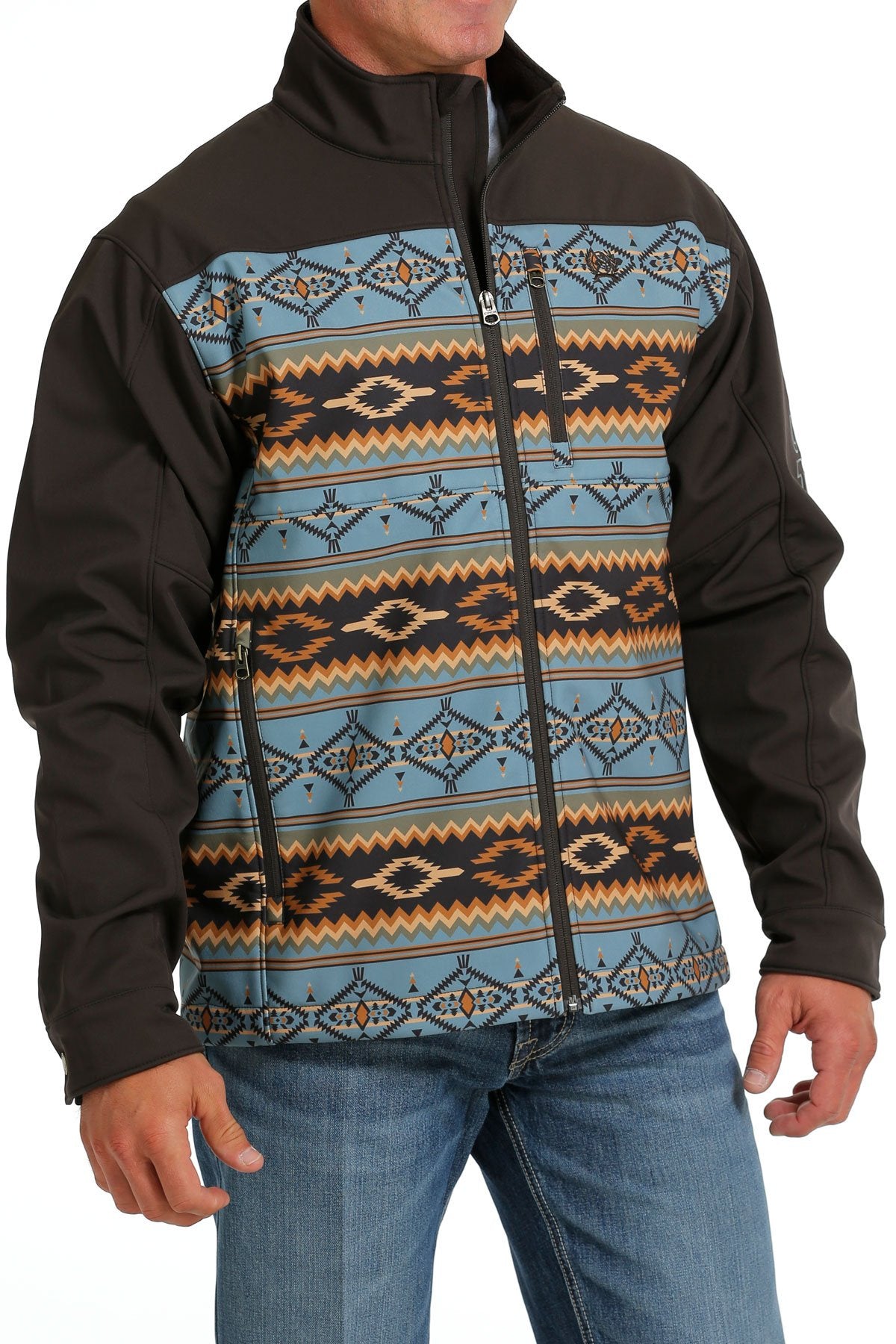 Mens Cinch Southwestern Print Bonded Jacket - Brown (7029454438477)