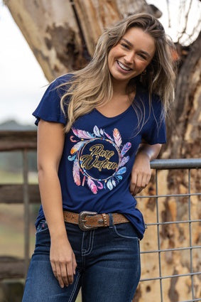 Womens Pure Western Dylan Tee Tshirt - Navy (6895101902925)