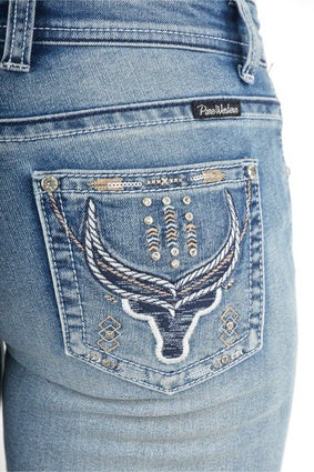 Womens Pure Western Steer Boot Cut Jean - 32 Leg Light Wash (6856391950413)