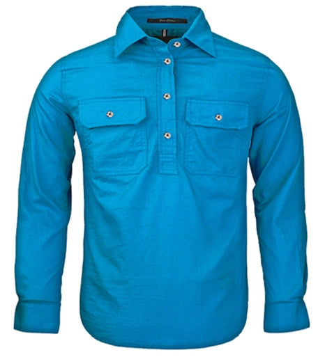 Kids Pilbara Long Sleeve 1/2 Button Workshirt (3759741993037)