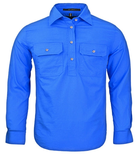 Kids Pilbara Long Sleeve 1/2 Button Workshirt (3759741993037)