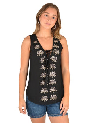 Womens Wrangler Rosalie Woven Tank - Black (6785440776269)