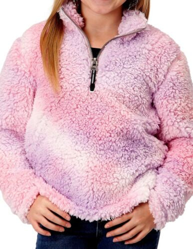 Girls Kids Roper Fluffy Polar Fleece Pullover - Pink (6865314775117)