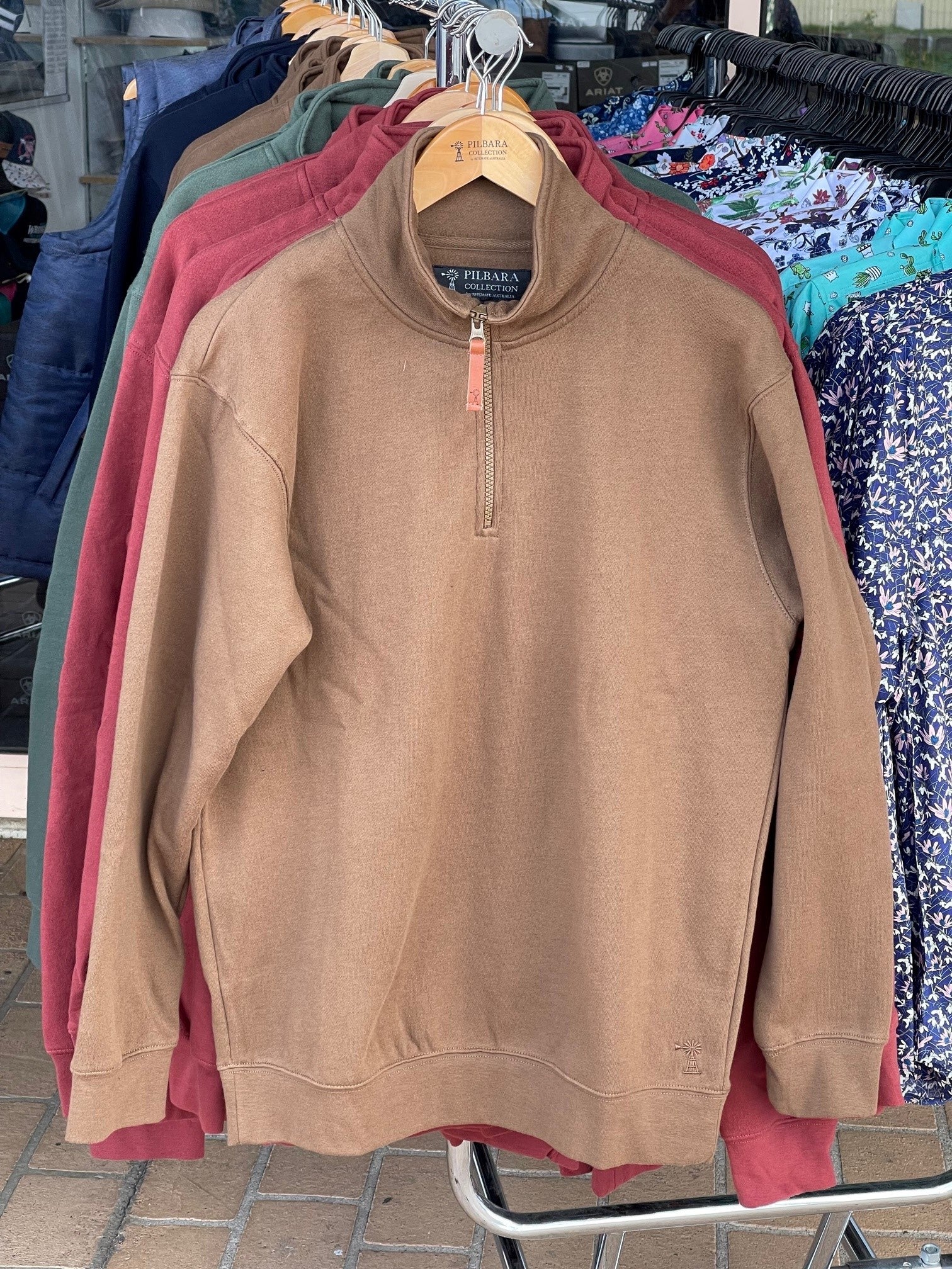 Mens Pilbara Classic Zipper Pullover Tobacco (6732167741517)