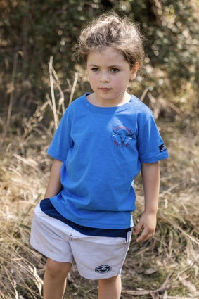 Boys Pure Western Walker Tee Tshirt - Blue Marle (6895097577549)