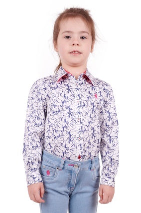 Girls Thomas Cook Willow Horse Shirt - White / Blue (6894304723021)