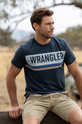 Mens Wrangler Bolton Tee Tshirt - Navy Marle (6894507098189)
