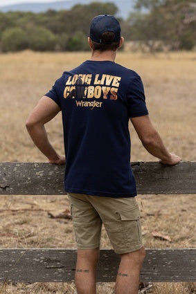 Mens Wrangler Payne Cowboy Tee Tshirt - Navy (6894510374989)
