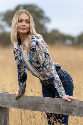 Womens Wrangler Randa LS Shirt - Navy / Multi (6894478327885)