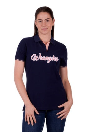 Womens Wrangler Carlyn Polo Shirt - Navy (6894491336781)