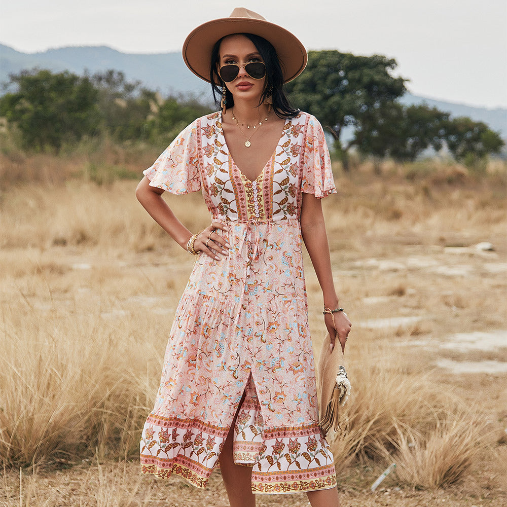 country dress for women Vintage Pastoral Flower Maxi Sexy V-Neck Long Sleeve Chiffon Western Dresses Fall Casual Long Dress 02-Brown Large at Amazon Women's Clothing store BOHO Lace Long Fringe Black Dress Western Women Attire/Country Dress Ladies Dresses Debs Country