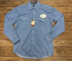 Mens Roper Amarillo Collection Long Sleeve Western Shirt - Print Blue
