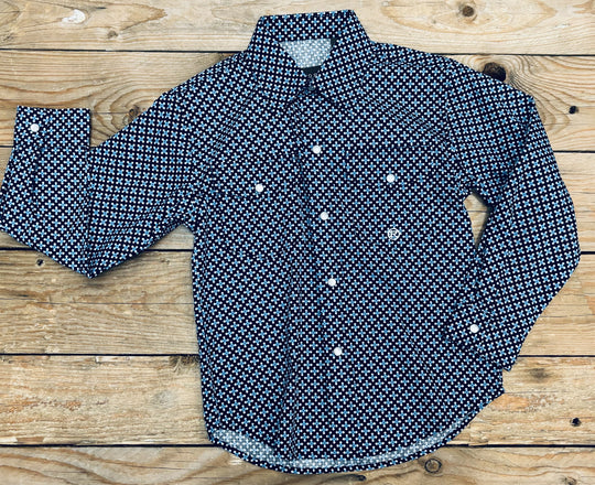 Boys Roper Amarillo Diamond Navy with Light Blue and White Shirt (7136430751821)