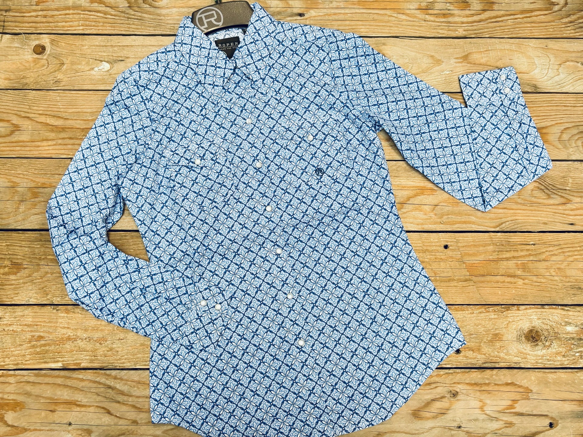 Womens Roper Amarillo LS Blue Print Shirt (7132018409549)