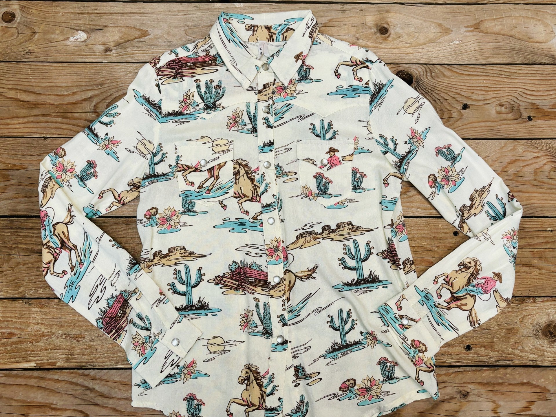 Girls Kids Roper Five Star Collection Cowboys Western Print Shirt (7132319350861)