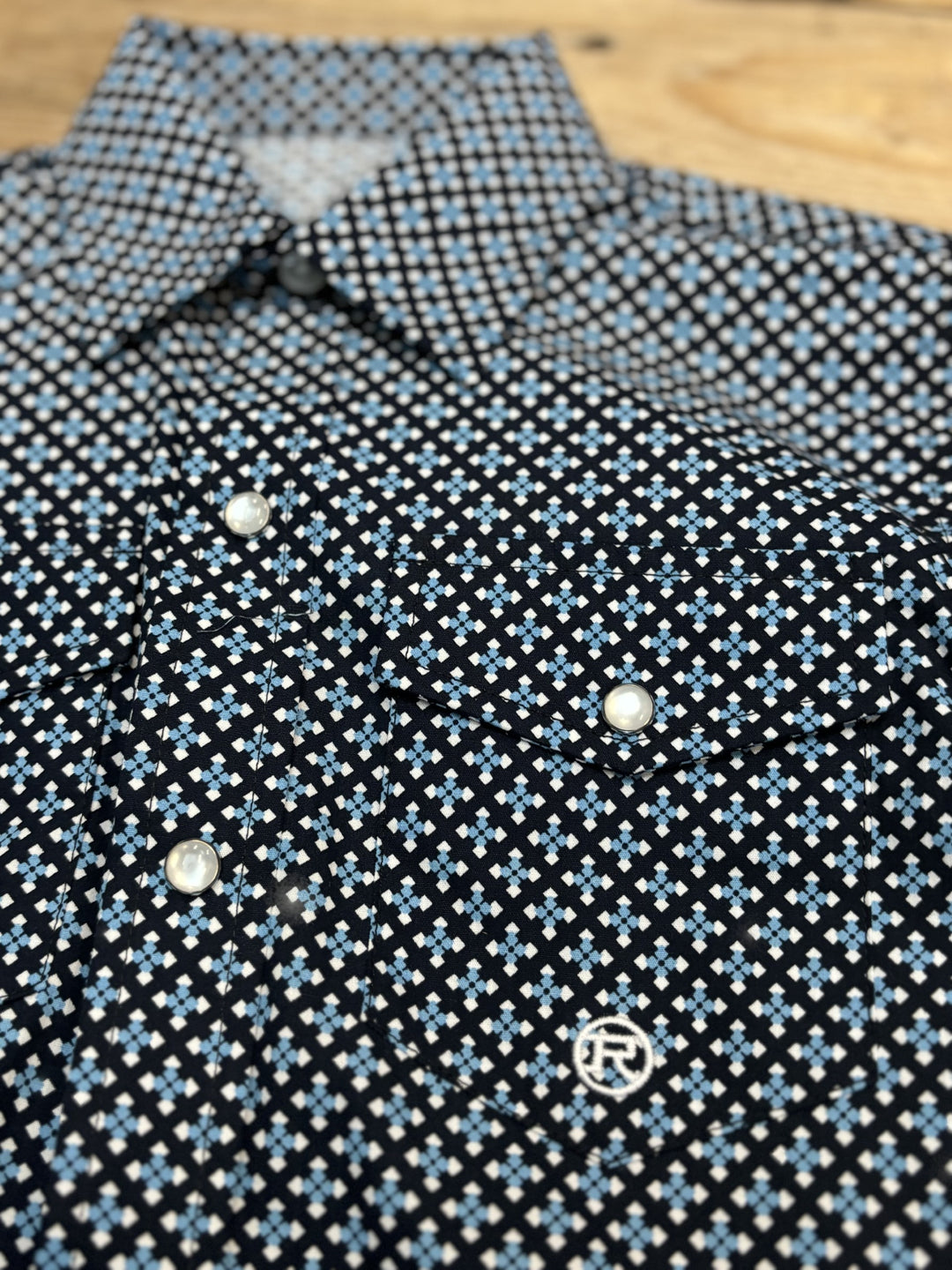 Boys Roper Amarillo Diamond Navy with Light Blue and White Shirt (7136430751821)