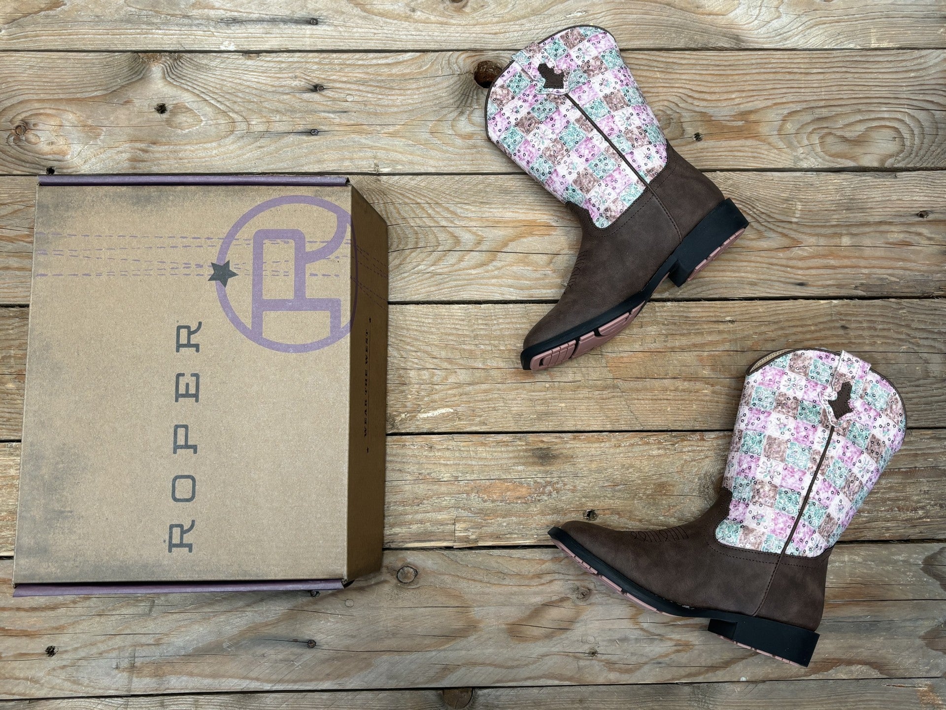 Kids Roper Floral Shine Boot (7229075095629)