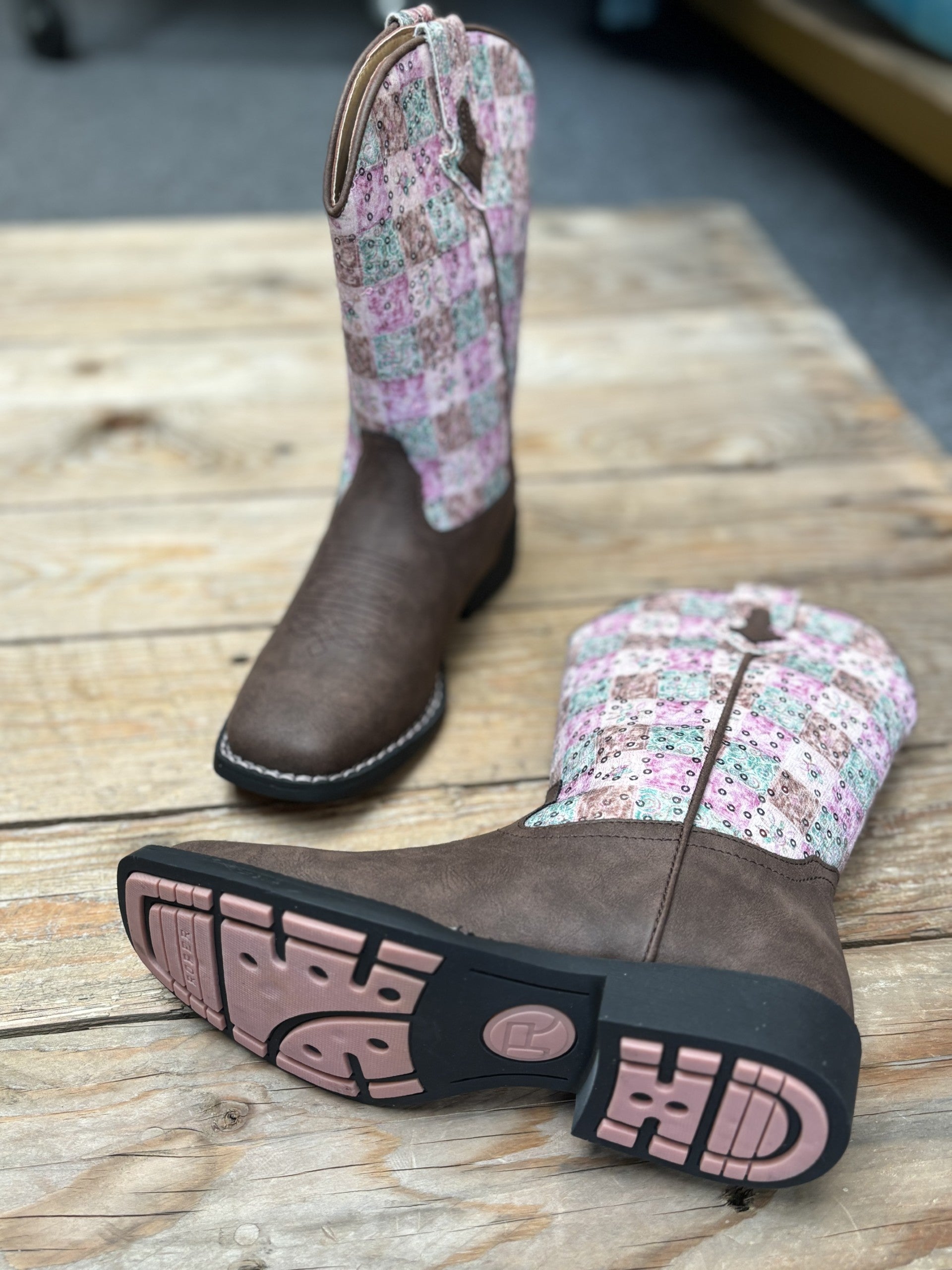 Kids Roper Floral Shine Boot (7229075095629)