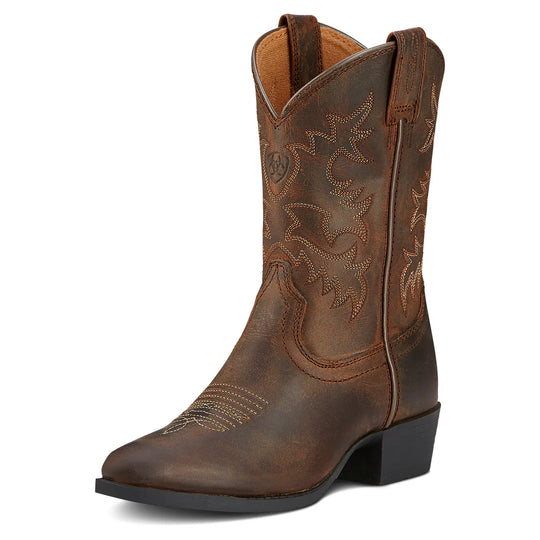 Youth Ariat Heritage Western Boot -Distressed Brown