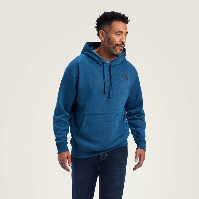 Mens Ariat Logo Hoodie - Poseidon Heather (7025714200653)
