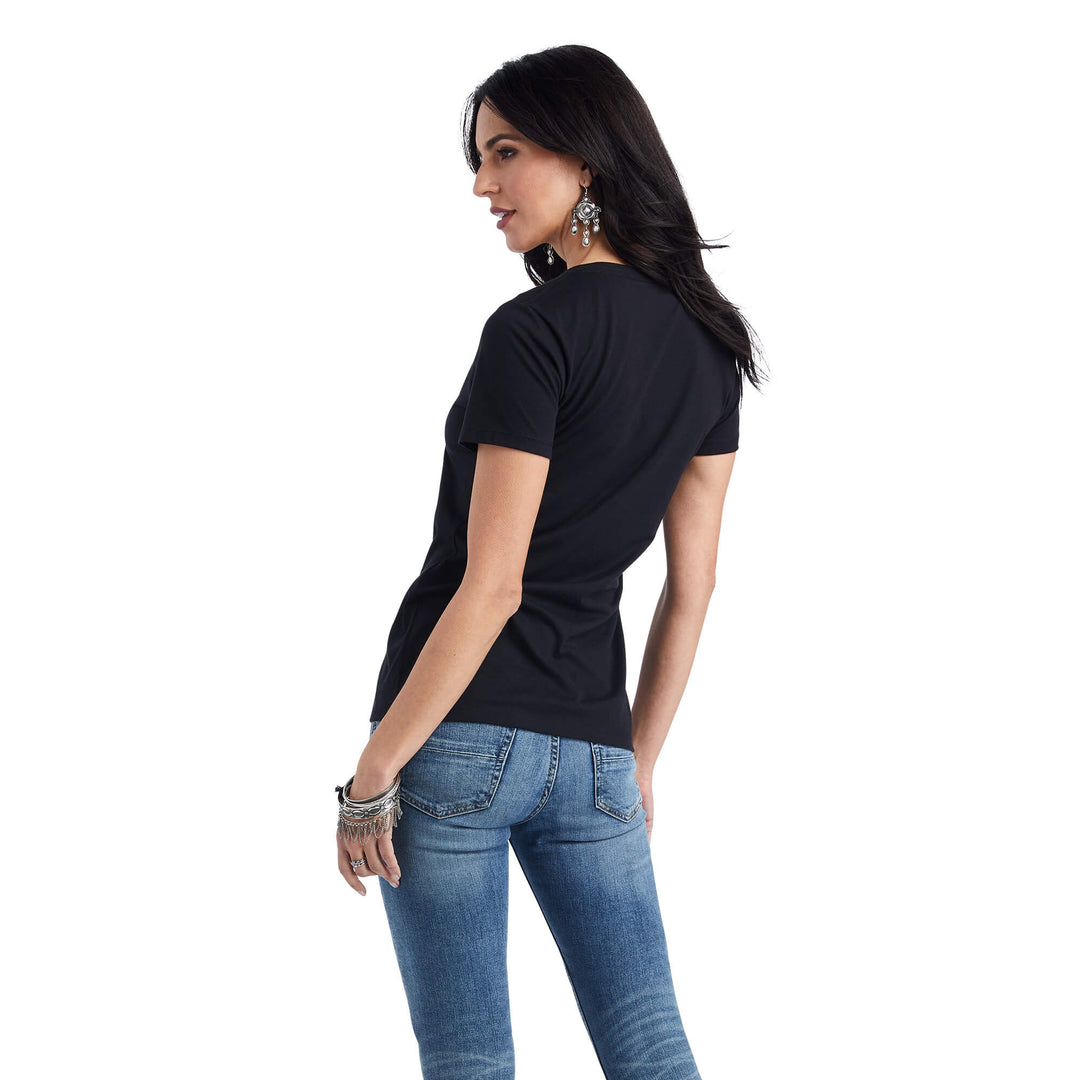 Womens Ariat Wild Heart Tee Tshirt - Black (6856373829709)