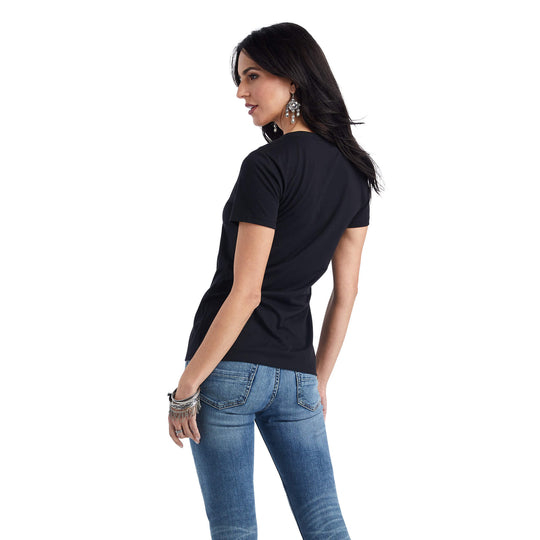 Womens Ariat Wild Heart Tee Tshirt - Black (6856373829709)