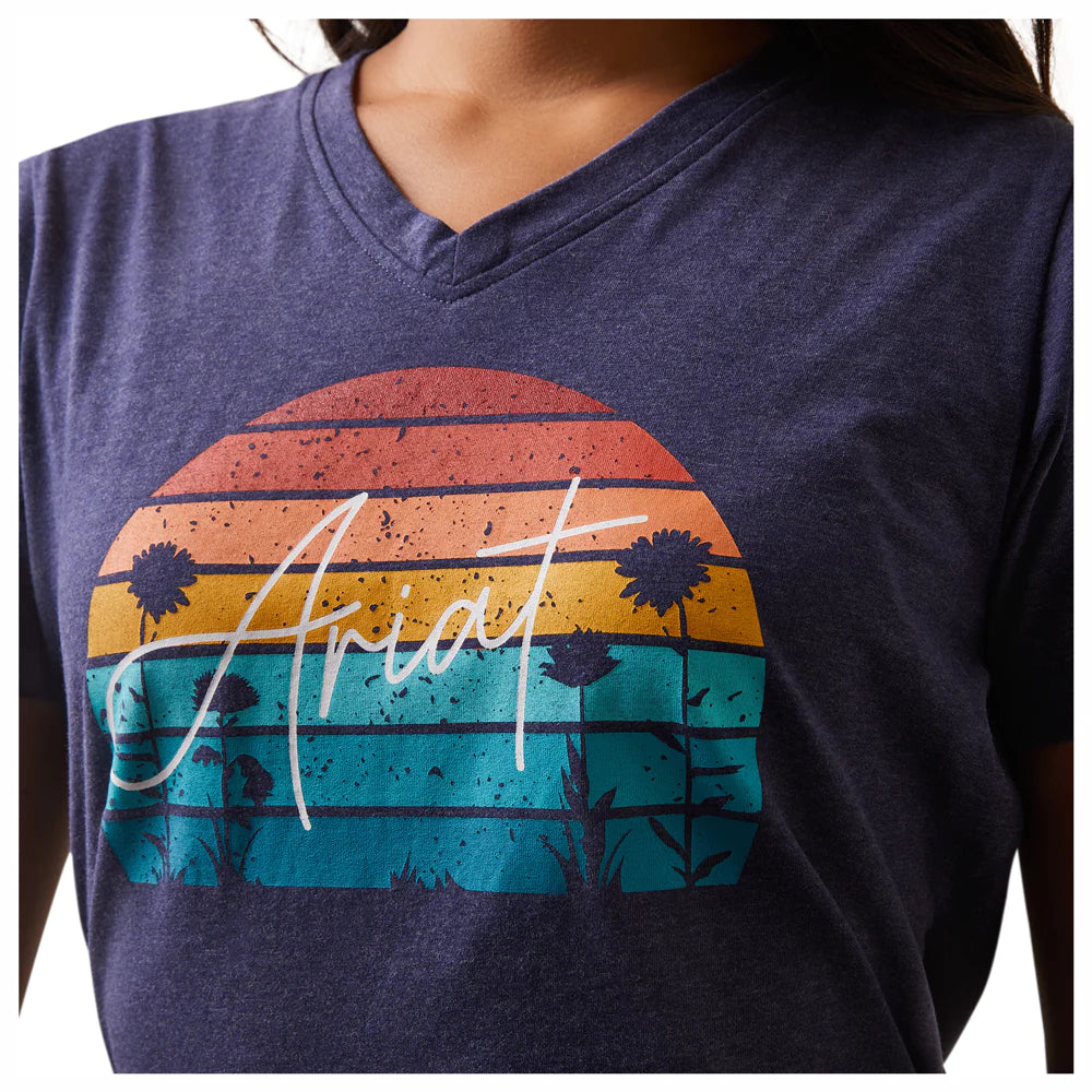 Womens Ariat REAL Horizon Tee Tshirt - Navy (6910001512525)