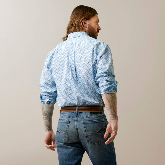 Mens Ariat Wrinkle Free Wayne Classic LS Shirt - Aquaville (6939861286989)