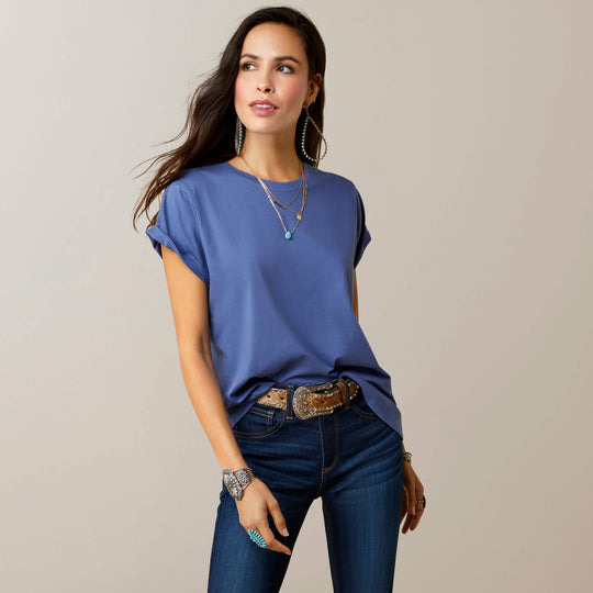 Womens Ariat Fly High Tee Tshirt - Coastal Fjord (6947628744781)