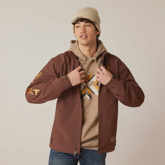 Mens Ariat Logo 2.0 Chimayo Soft Shell Jacket - Shaved Chocolate (7131543142477)
