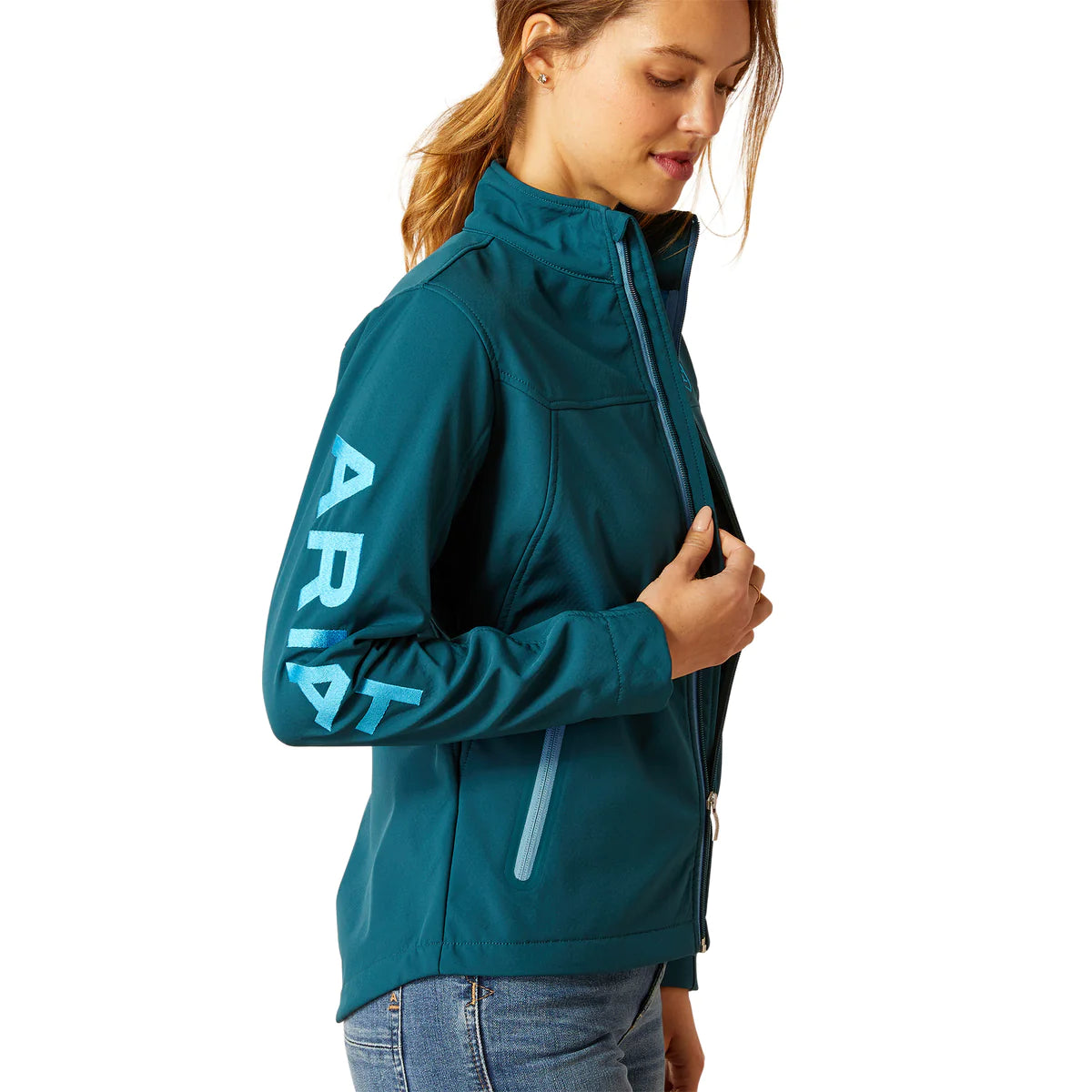 Womens Ariat New Team Softshell Jacket - Reflecting Pond (7004206661709)