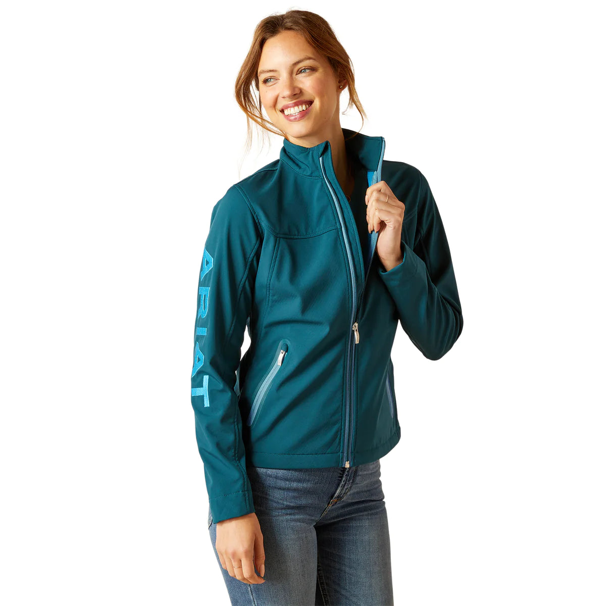 Womens Ariat New Team Softshell Jacket - Reflecting Pond (7004206661709)