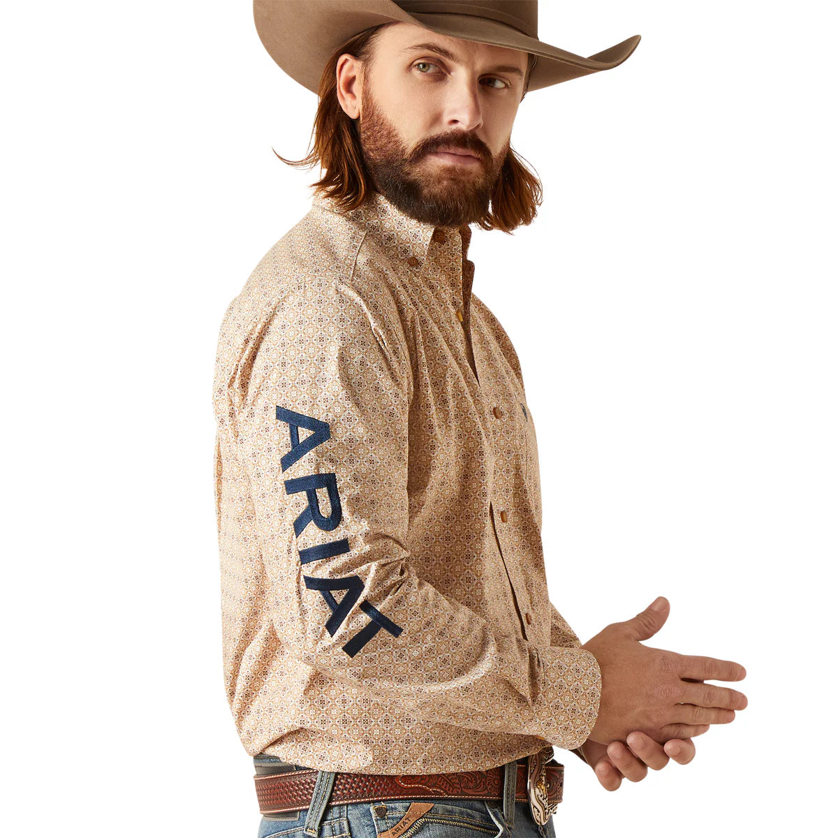 Mens Ariat Team Conrad LS Shirt - White (7225634586701)