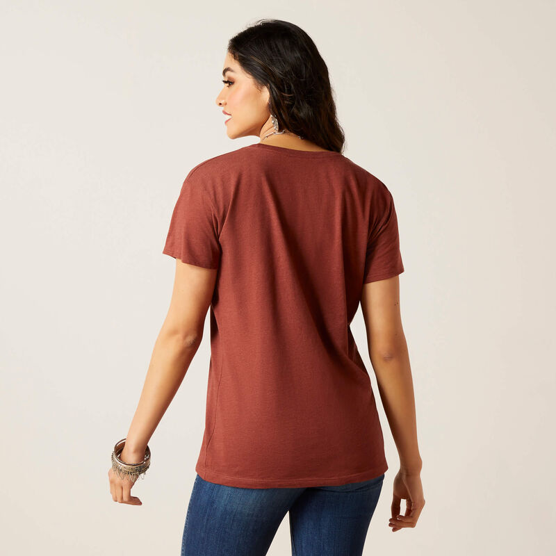 Womens Ariat Denim Label Tee Tshirt - Rust Heather (6924195102797)