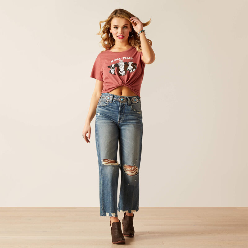 Womens Ariat Herd That Tee - Red Clay Heather (7011987718221)