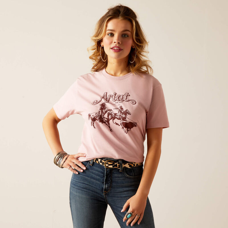 Womens Ariat Double Trouble Tee - Dusty Rose (7011987357773)