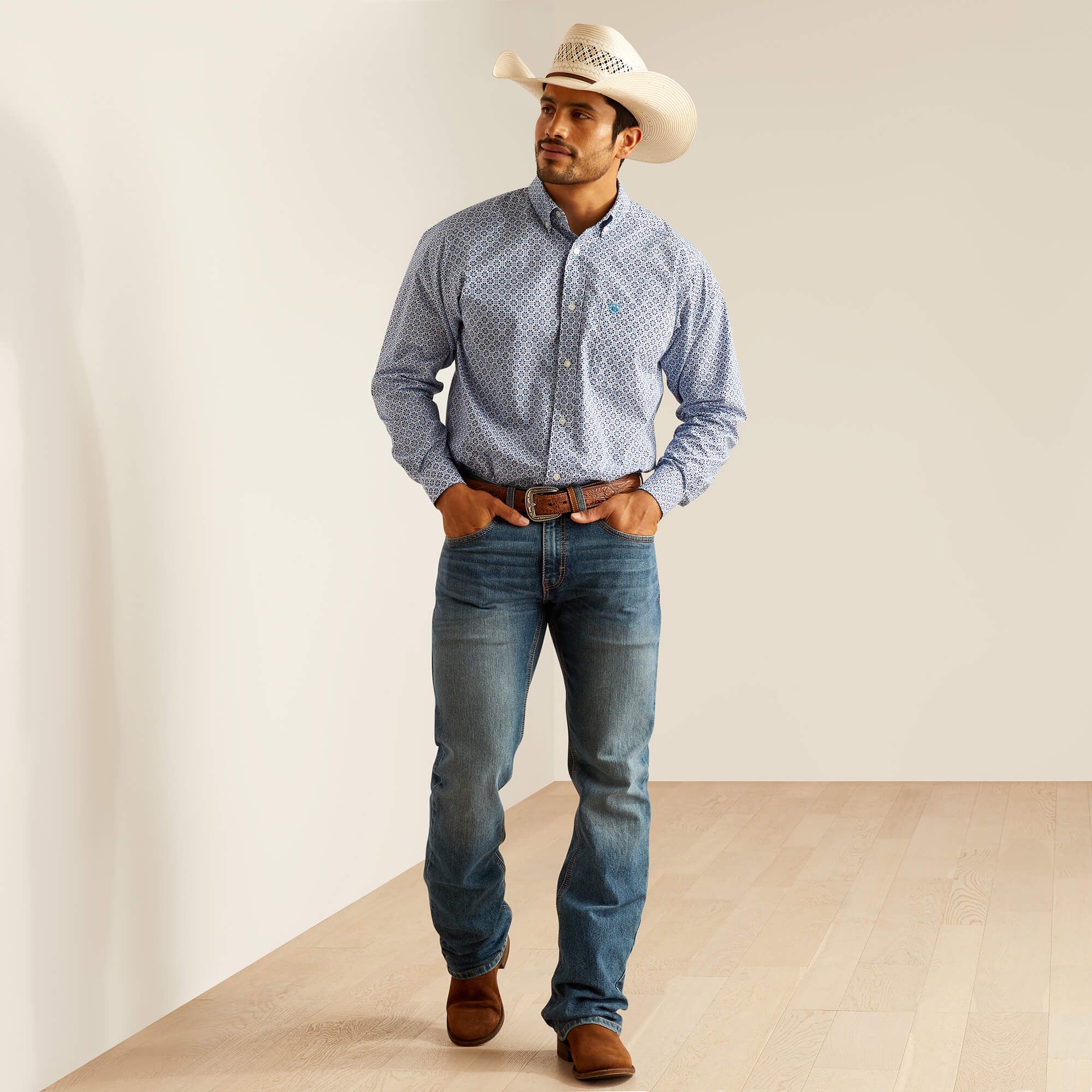 Mens Ariat Perry LS Shirt - Blue (7334053281869)