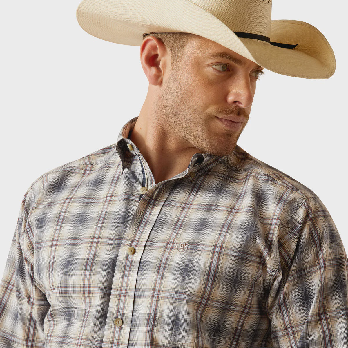 Mens Ariat Pro Series Dash Checked Shirt - Navy (7348473987149)