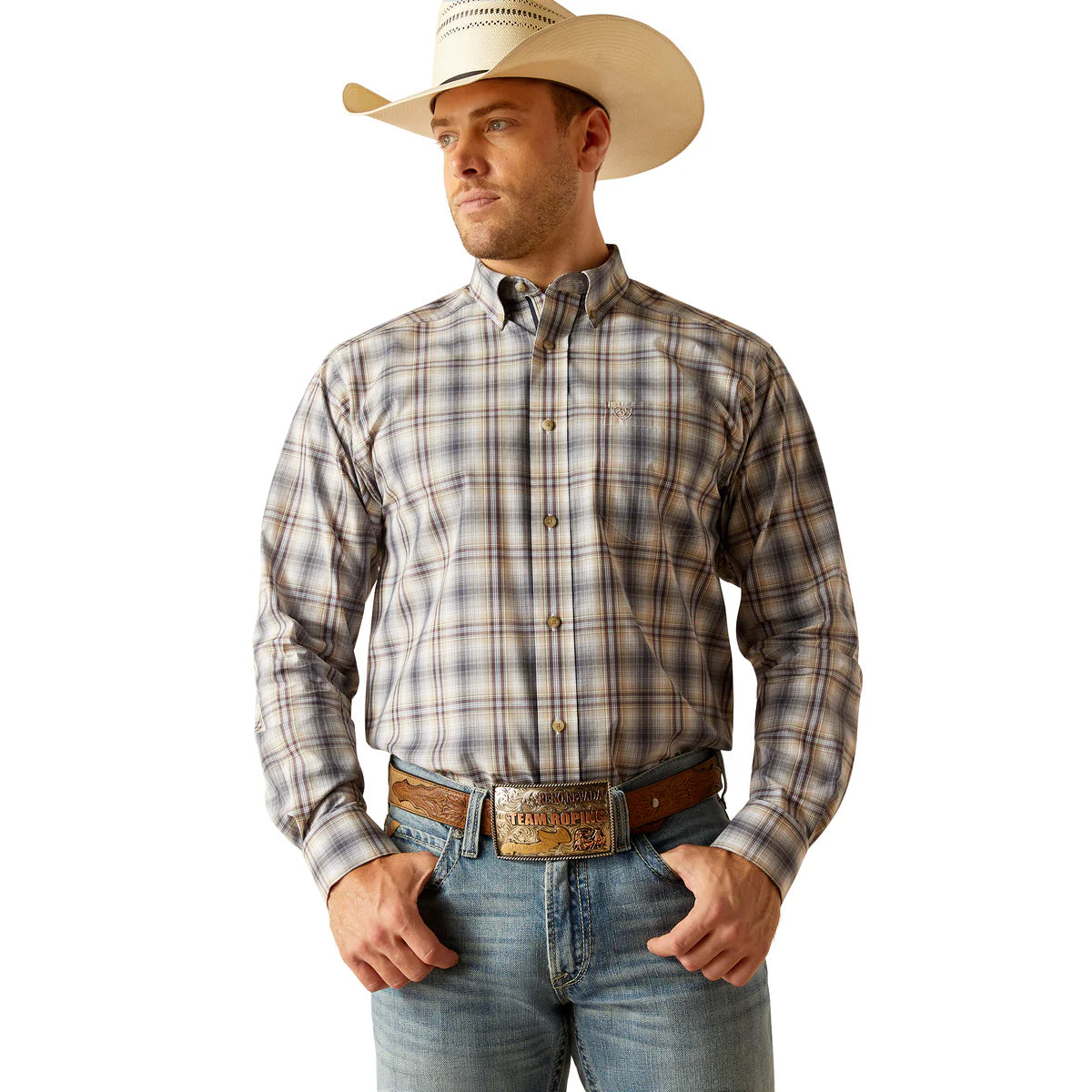 Mens Ariat Pro Series Dash Checked Shirt - Navy (7348473987149)