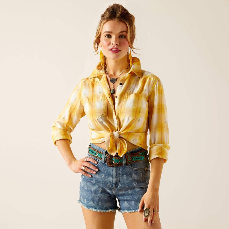 Womens Ariat REAL Billie Jean LS Shirt - Cactus Plaid (7362428239949)