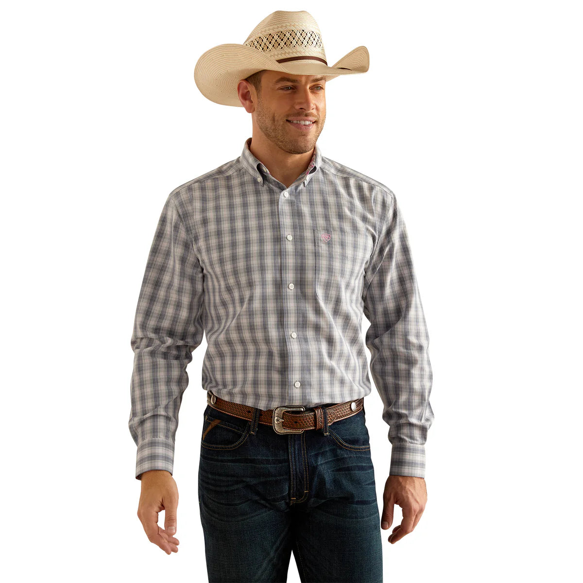 Mens Ariat Wrinkle Free Otto LS Shirt - Grey (7348474019917)