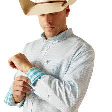 Mens Ariat WF Kolton Long Sleeve Shirt - White (7452430303309)