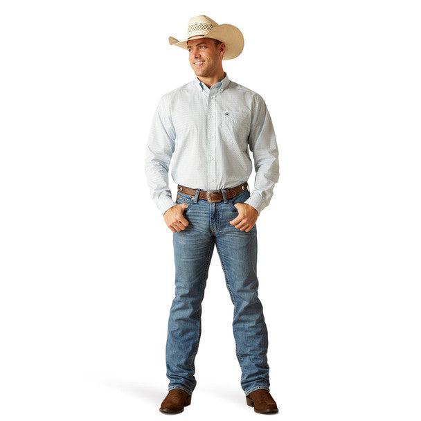 Mens Ariat WF Kolton Long Sleeve Shirt - White (7452430303309)